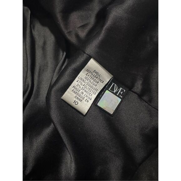 Diane Von Furstenburg 100% Leather Ruffle moto jacket 10 - Picture 7 of 13